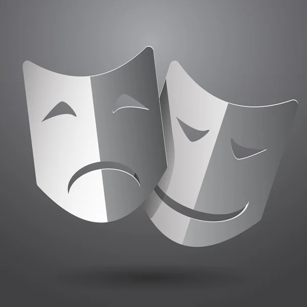 Icona del teatro con maschere felici e tristi vettore eps10 — Vettoriale Stock
