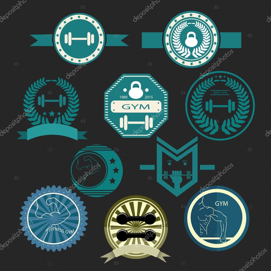 Set of various sports and fitness logo graphics and icons eps 10
