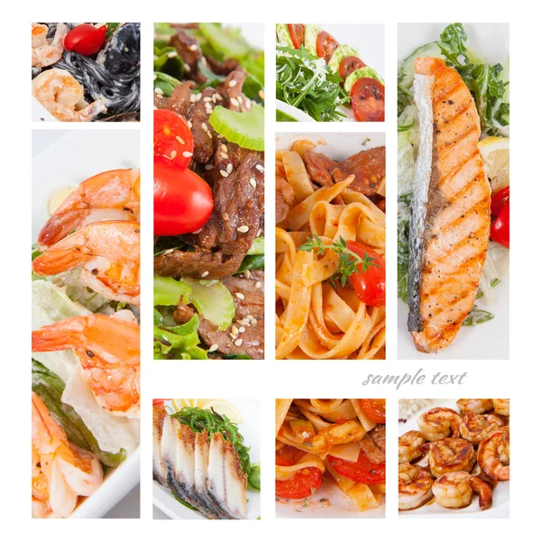 Photo Collage of dishes for restaurant food menu — Stock Photo, Image