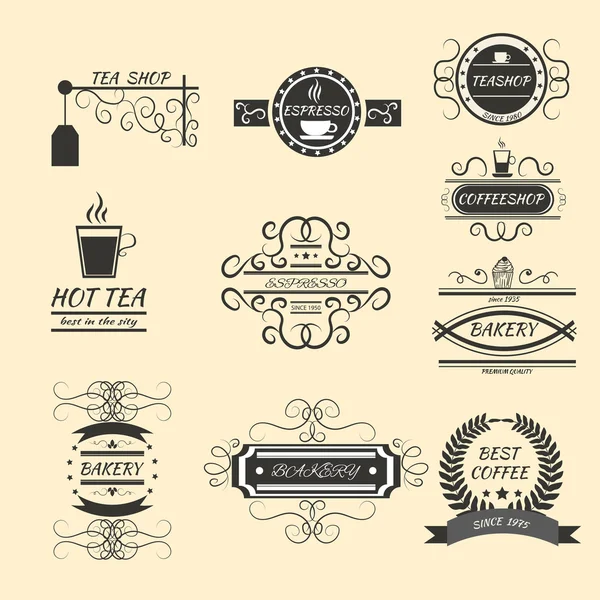 Coffee Retro Vintage Labels Logo design vector typography Old st — Stock Vector