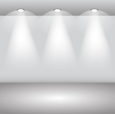 Galeri iç ES'lerle boş duvar ve ışıklar 10