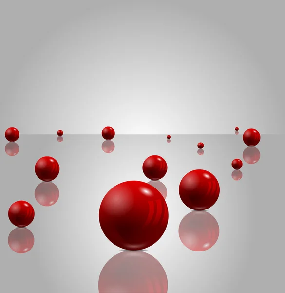 Abstrakt 3d bakgrund med röda bollar, EPS-10 vektor design. — Stock vektor