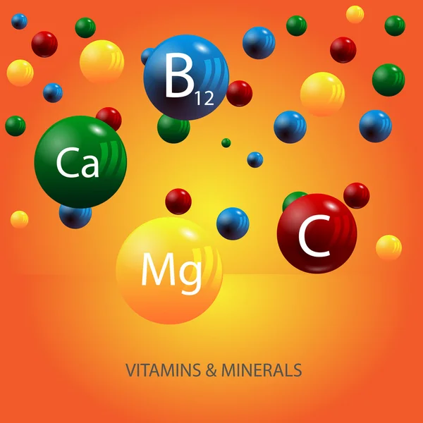 Vitamins and minerals background vector eps 10 — Stock Vector