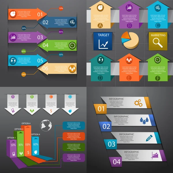 Business infographic template set Illustrazione vettoriale eps 10 can — Vettoriale Stock