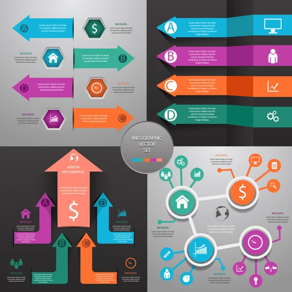 Arrows business marketing infographic template vector illustrati — Stock Vector