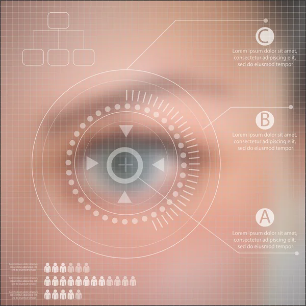 Infografik Technologie menschliches Auge verschwommene Wirkung mit virtuellen s — Stockvektor