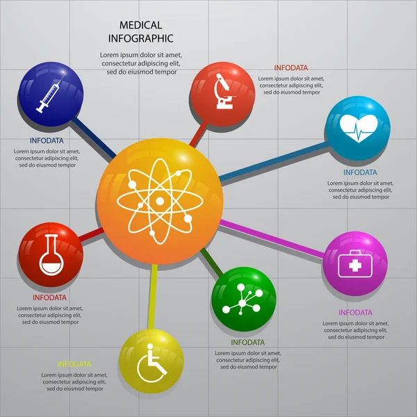 Zestaw elementów 3d infographic błyszczący ilustracja medyk — Wektor stockowy