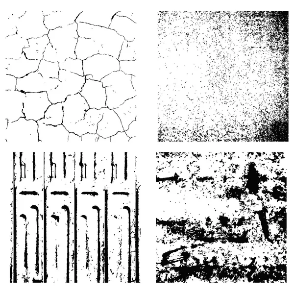 Набор из четырех текстур Штамп 10 Грязи и трещины — стоковый вектор