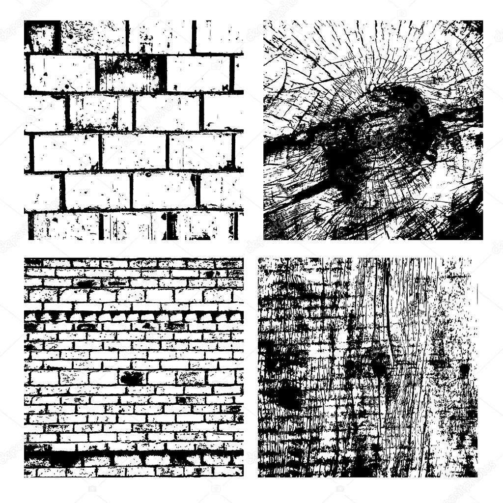 Set of Texture Stamp eps 10 Grunge  wooden  and brick