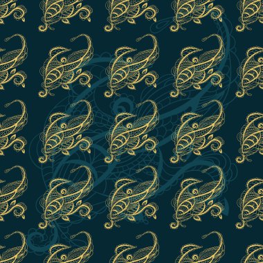 Vintage geometrik süs vektör çizim ile sorunsuz doku 