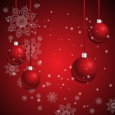 Arka plan kırmızı Noel topları ile. Vektör illustratio