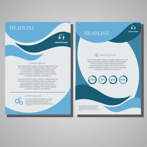 Licht blauw Brochure Flyer ontwerp lay-out sjabloon, afmetingen: A4, voorzijde — Stockvector