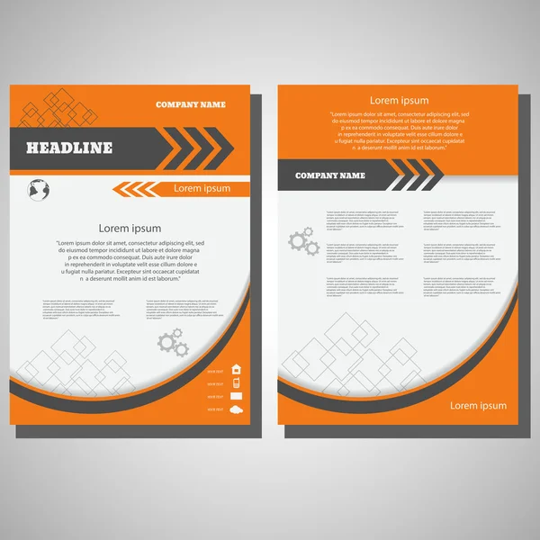 Πορτοκαλί φυλλάδιο Flyer σχεδιασμό infographic μέγεθος Α4, Front page και — Διανυσματικό Αρχείο
