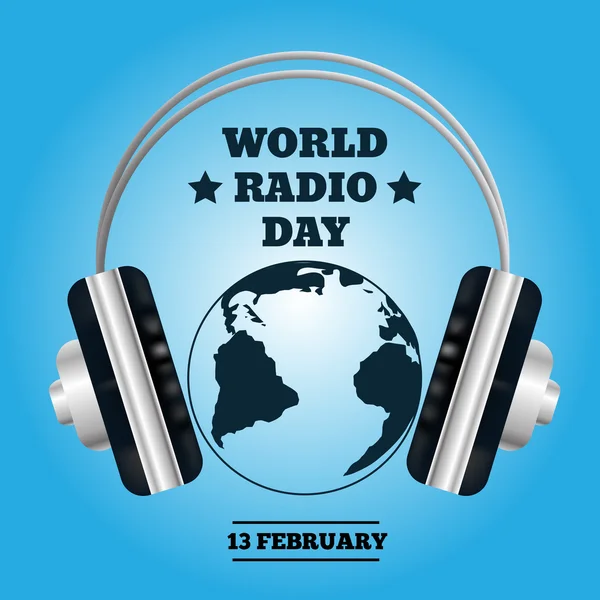 Dünya harita kulaklıklarla. Müzik konsepti radyo gün eps 10 — Stok Vektör