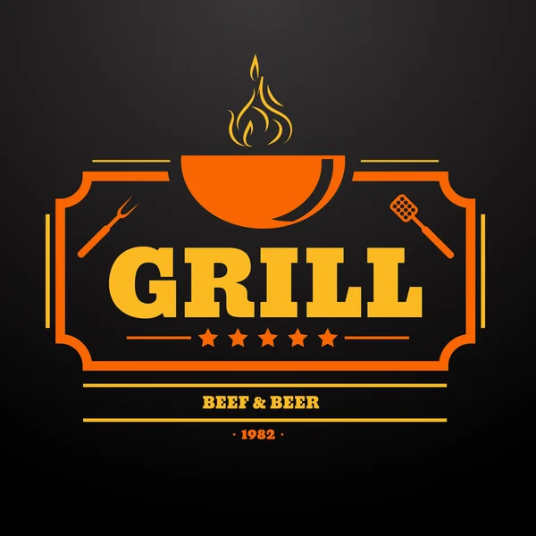 Grill Design elem Vintage stílusú címke, jelvény és más de — Stock Vector