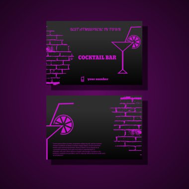 Lounge kokteyl bar kartvizit şablonuyla siluet cockt
