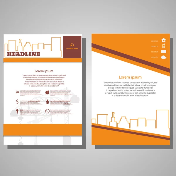 Oranje Brochure Flyer ontwerp het platform ontwerpconcept. Busi — Stockvector