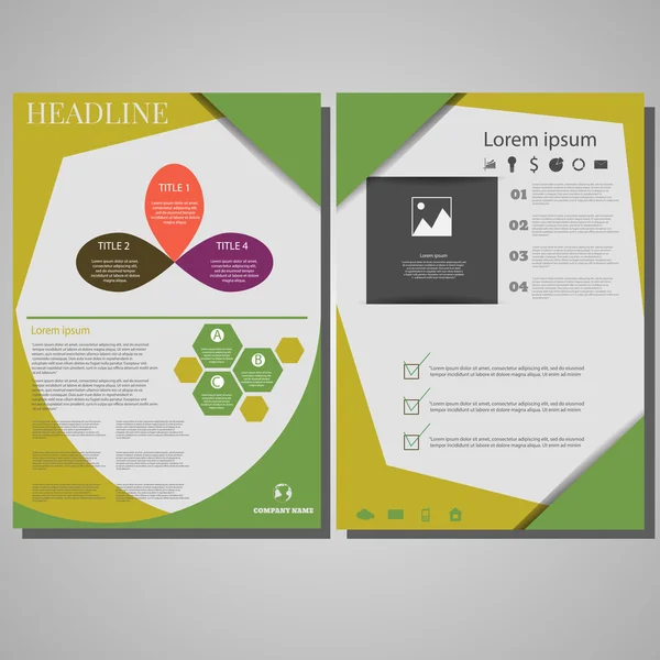 Φέιγ βολάν φυλλάδιο διάταξης πρότυπο σχεδίασης, το μέγεθος A4, Front page και — Διανυσματικό Αρχείο