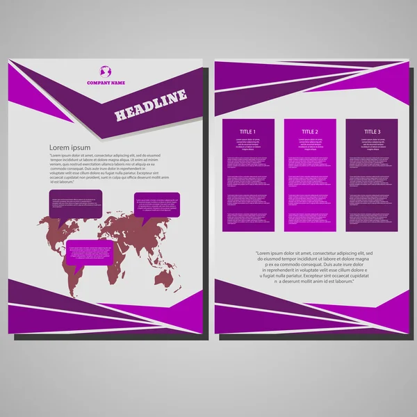 Diseño del folleto de negocios violeta Plantilla de diseño, tamaño A4, frontal — Vector de stock