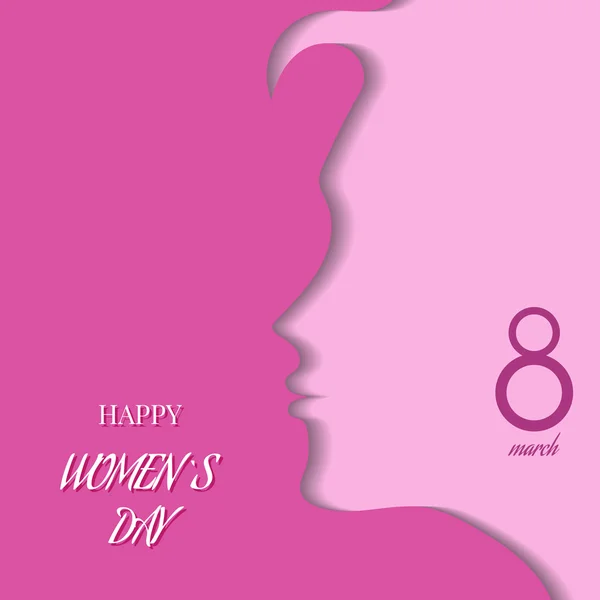 Silhouette d'une femme sur fond rose pour Happy Women's Day. — Image vectorielle