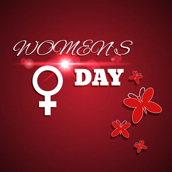Dünya Kadınlar Günü kırmızı kartı lens flare eps 10 vektör — Stok Vektör