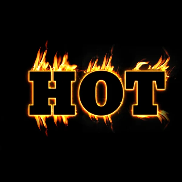 Hot Fire Text Illustration auf schwarzem Hintergrund für Ihr Design — Stockfoto