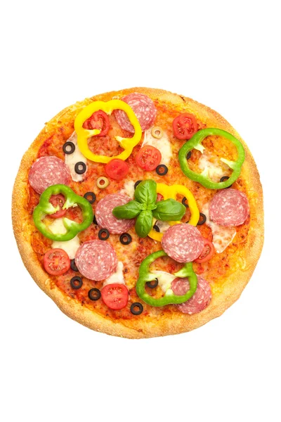 Pizza com salame e páprica — Fotografia de Stock