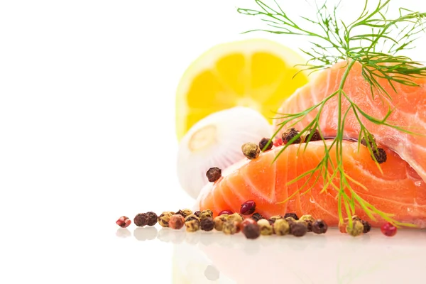 Fresh salmon over white isolated background — Stock Photo, Image