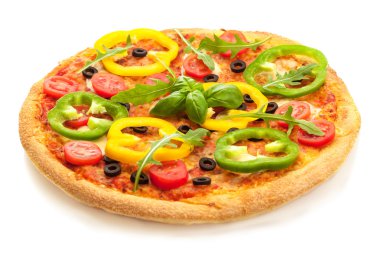 Kırmızı biber ile lezzetli pizza