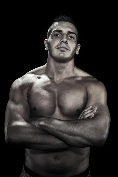 Low light portrait of bodybuilder — Stock Photo, Image