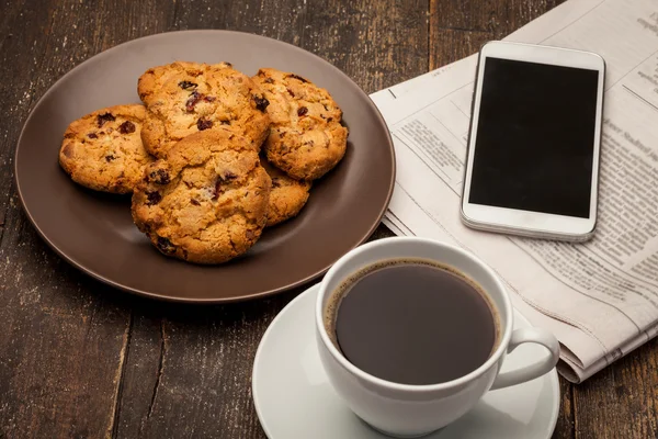 Pausa caffè con biscotti — Foto Stock