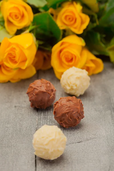 Chocolate pralines close up — Stock Photo, Image