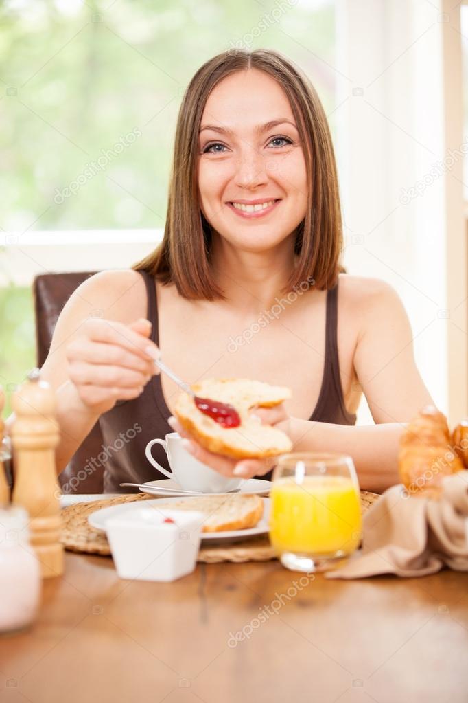 woman having Breakfast at home