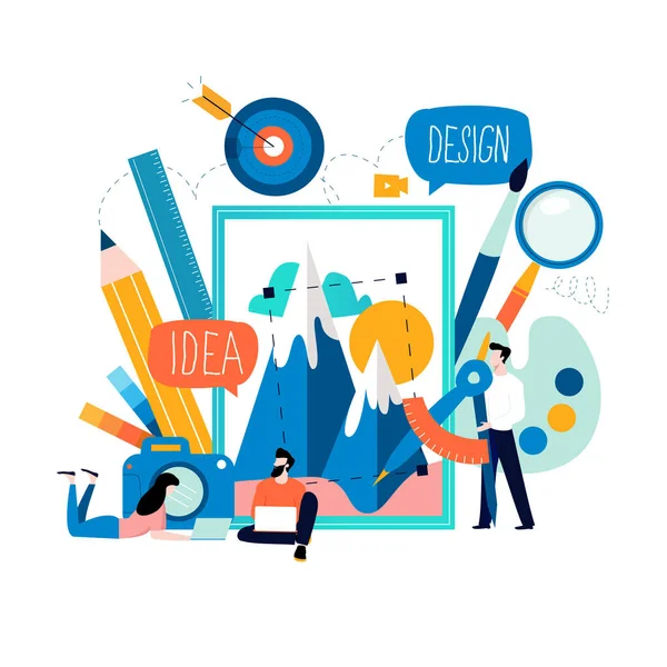 Estúdio Design Design Design Gráfico Desenho Arte Ideias Criativas Educação —  Vetores de Stock