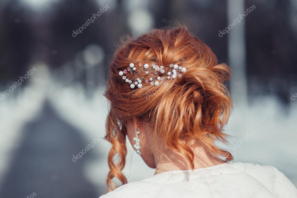 Wedding Hairstyle Of The Bride The Beautiful Decorations Of The