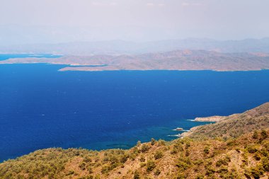 Türkiye 'deki Datca Yarımadası' ndaki Akdeniz ve Marmaris Doğa Parkı manzarası