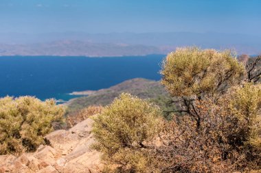 Türkiye 'deki Datca Yarımadası' ndaki Akdeniz ve Marmaris Doğa Parkı manzarası