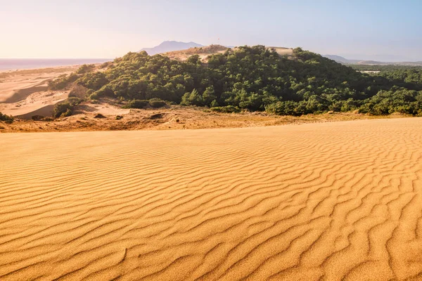 Idyllisch Landschap Met Gouden Zandduinen Van Patara Verlicht Door Stralen — Stockfoto