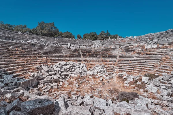 Antiguas Ruinas Famoso Anfiteatro Antigua Ciudad Termessos Destinos Turísticos Región — Foto de Stock