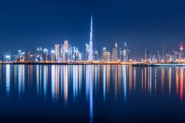 Panoramautsikt Över Burj Khalifa Och Andra Skyskrapor Dubais Finansiella Centrum — Stockfoto