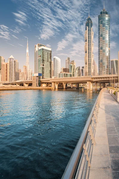 Scenic Vertical Panorama High Skyscrapers Offices Hotels Residential Buildings Uae — Stock Photo, Image