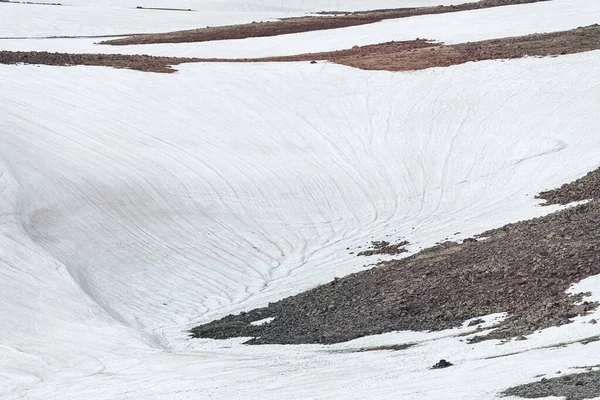 Derretimiento Glaciares Campos Nieve Alto Las Montañas Primavera Debido Calentamiento — Foto de Stock