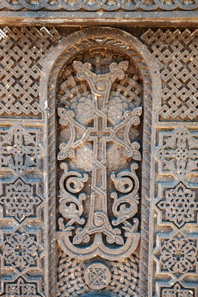 Hovhannavank Manastırı Yakınlarına Yerleştirilmiş Geleneksel Oyma Haçkar Çapraz Taştan Yapılmış — Stok fotoğraf