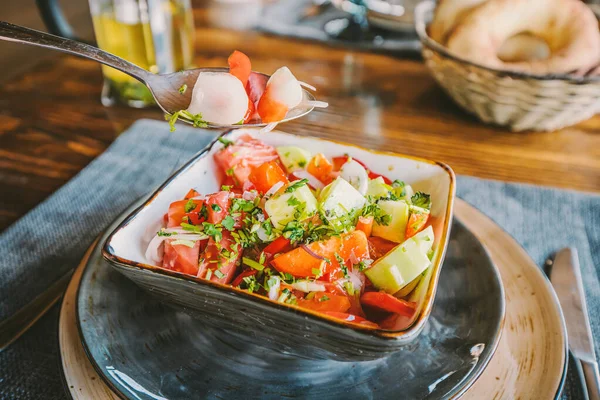 Simple Rural Salad Table Restaurant — Stock Photo, Image