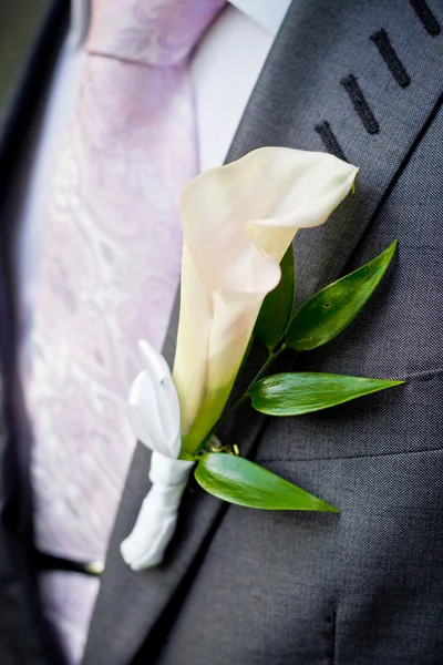 Casamento boutonniere e gravata — Fotografia de Stock