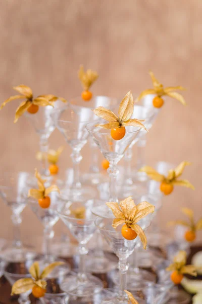 Cascada de champán con physalis —  Fotos de Stock