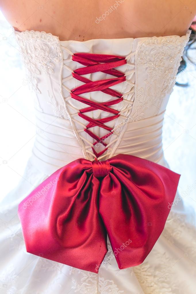 Red lace wedding dress