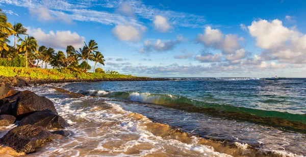 Panoramautsikt Över Poipu Stranden Eftermiddag Ljus Kauai — Stockfoto