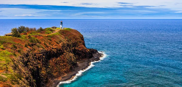 Kilauea Fyr Panorama Solig Dag Kauai Hawaii Öarna — Stockfoto