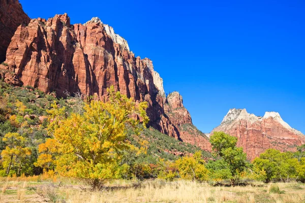 Skalní Útvary Dvoře Patriarchů Národním Parku Sion Canyon Utah Royalty Free Stock Obrázky